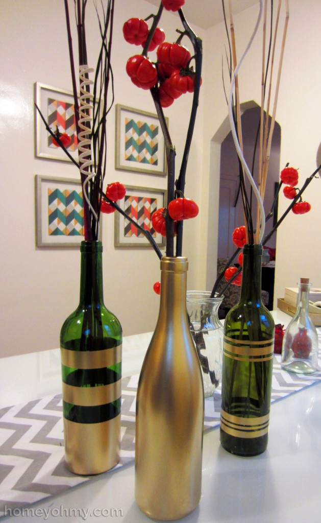 DIY Spray Painted Wine Bottles 1