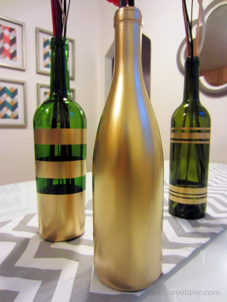 DIY Spray Painted Wine Bottles Up Close