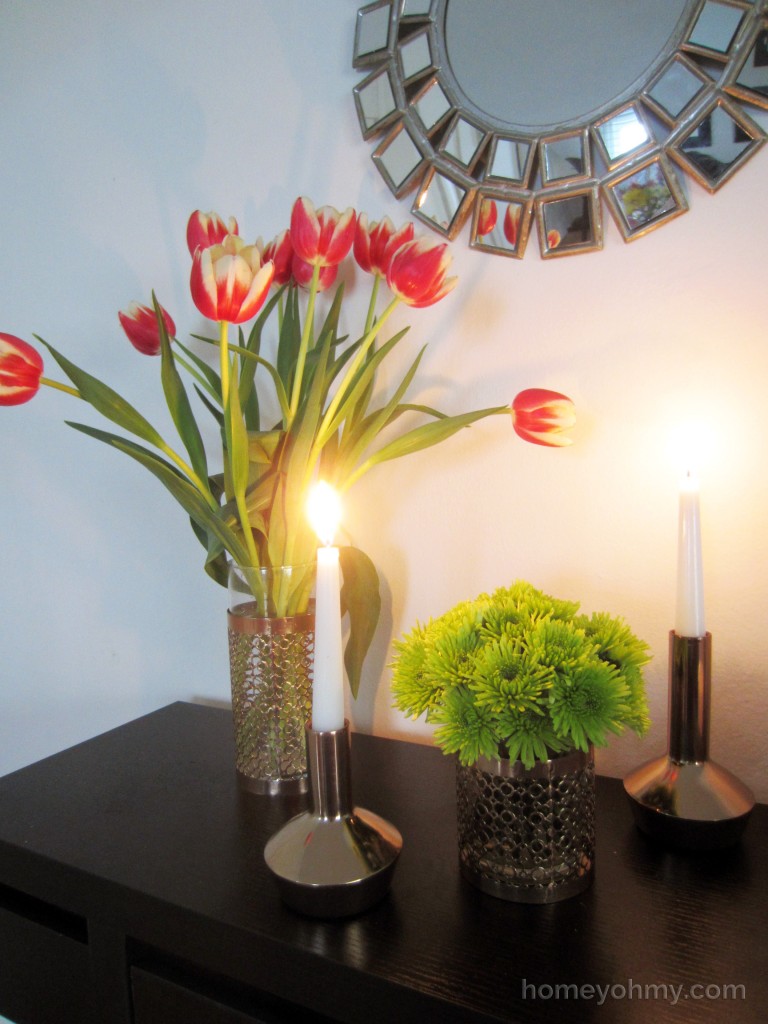 H&M Candle Holders with Flowers Lit Up