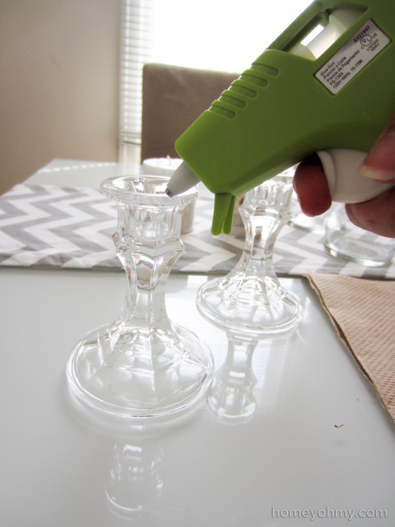 DIY Candle Holders glue gun