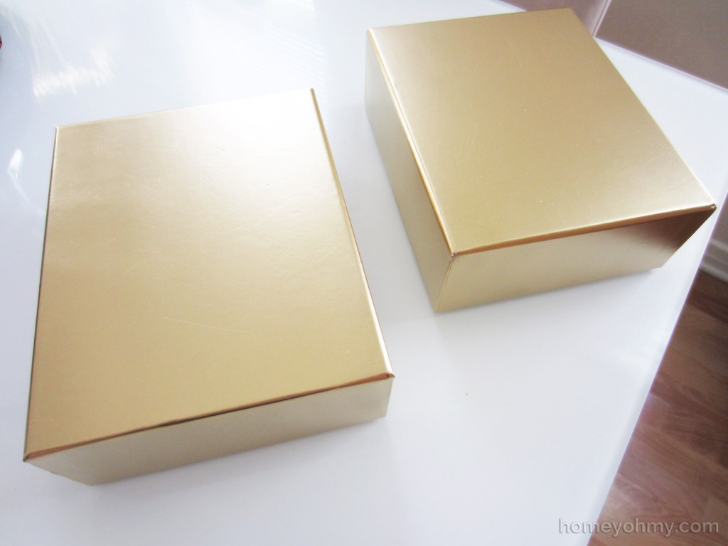 Gold painted boxes