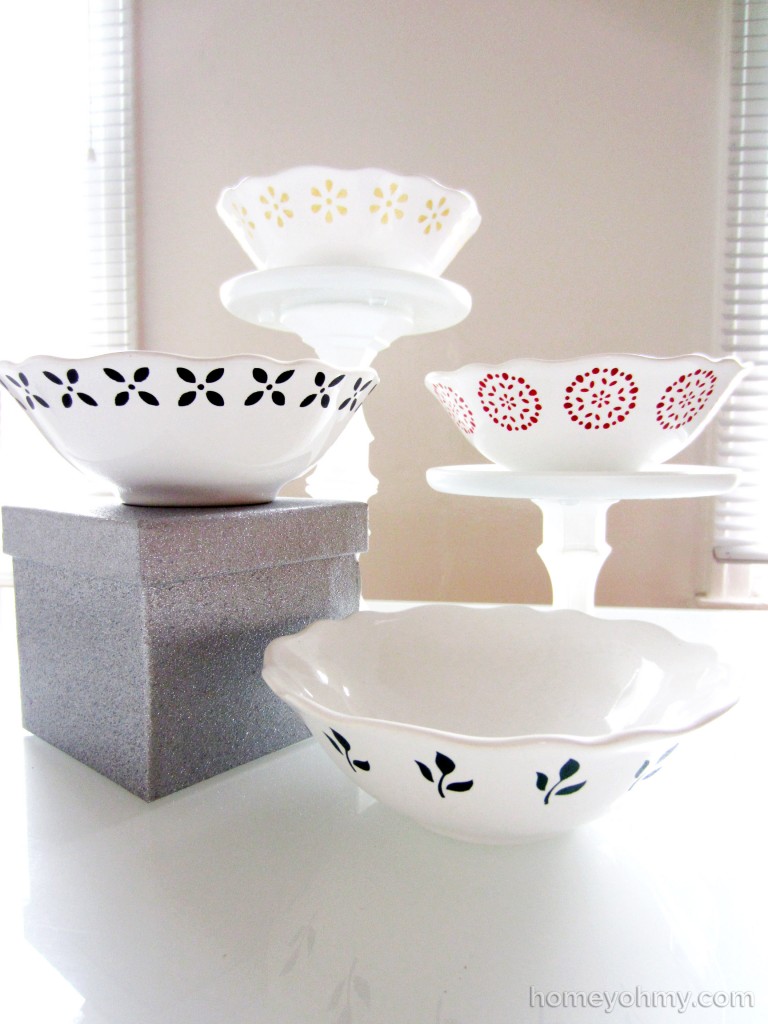 DIY painted bowls display