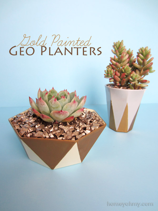 Gold Painted Geo Planters