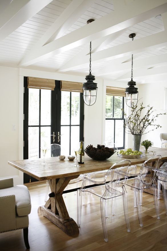Farmhouse table and ghost chairs