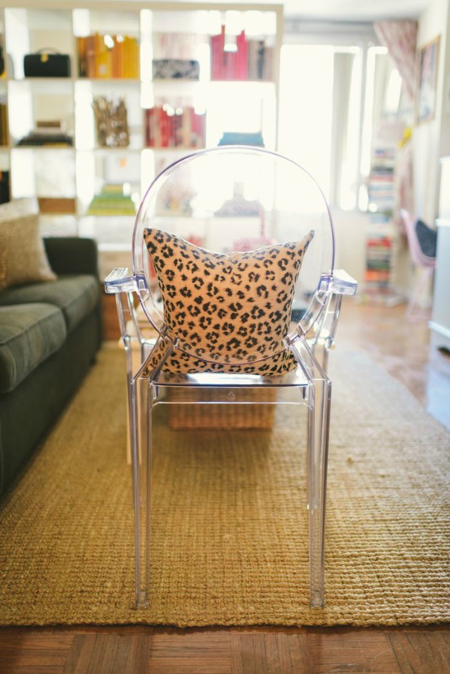 Ghost chair and leopard pillow