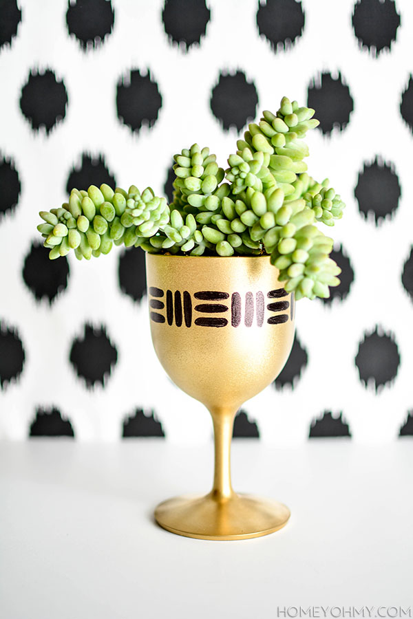 DIY Gold Goblet Planter copy