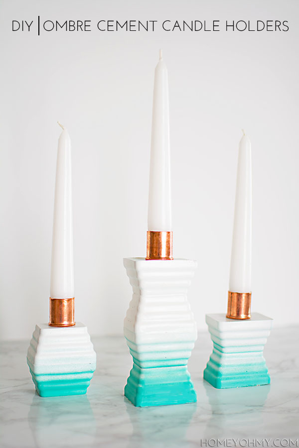 Ombre cement candle holders