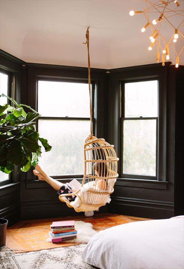 Hanging chair in SF apartment