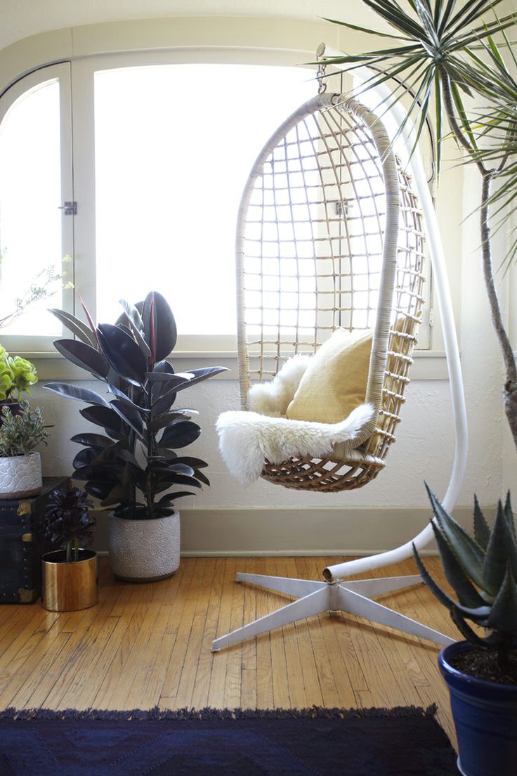 Hanging chair in an LA bungalow