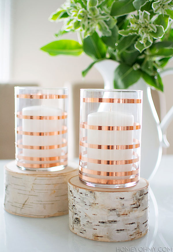 Copper Striped Candle Holders