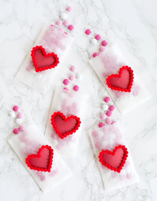 Pom Pom Heart Treat Bags