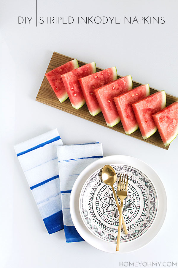 DIY Striped Inkodye Napkins