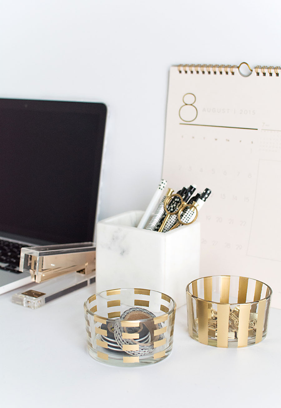 DIY gold pattern desk organizers