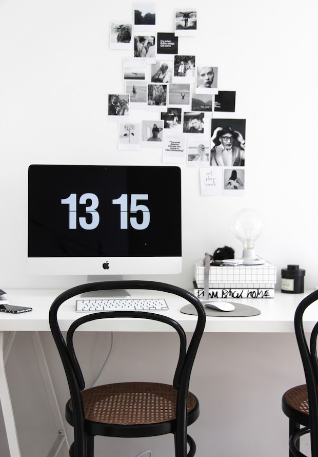 black white desk