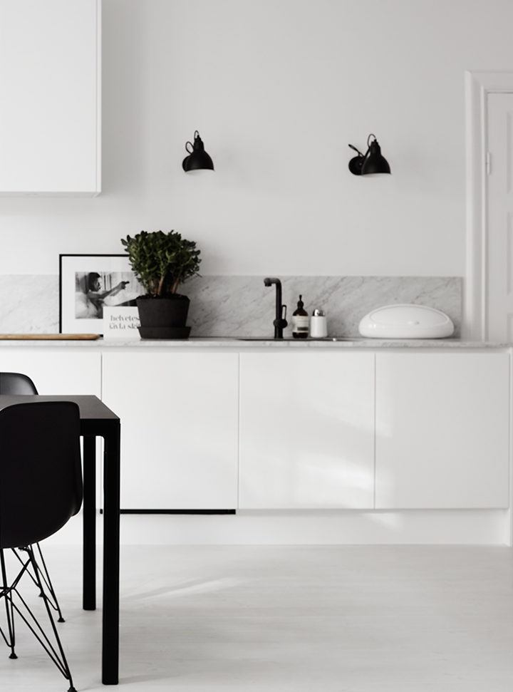 black and white kitchen