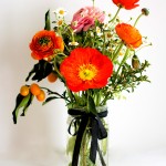 Flower arranging- Ranunculus, Poppies, and Kumquats