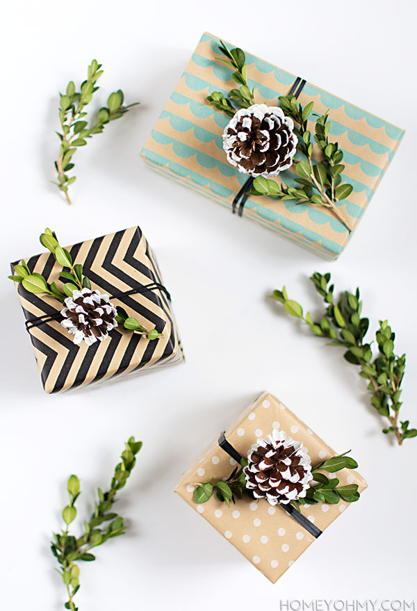 Pine Cone Boxwood Gift Toppers