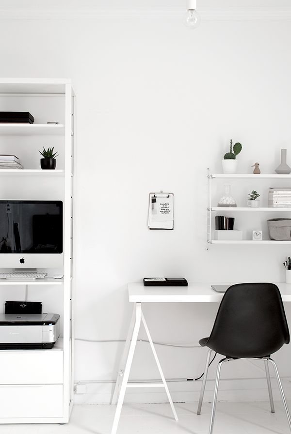 black and white workspace