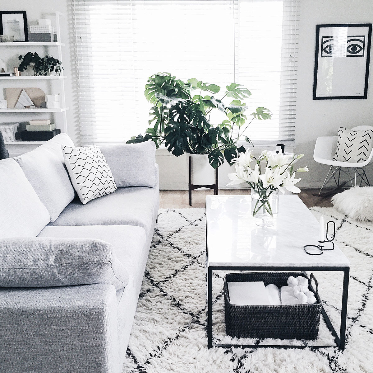 monochrome living room